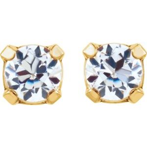 24K Yellow Gold-Plated Stainless Steel 3 mm Imitation White Cubic Zirconia Inverness® Piercing Earrings – image 2