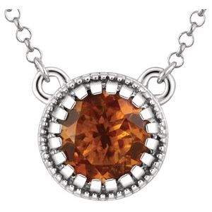 14K White Gold Natural Citrine "November" 18" Birthstone Necklace