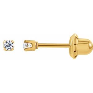 14K Yellow Gold-Plated 14K White 2 mm Imitation White Cubic Zirconia Inverness® Piercing Stud Earrings