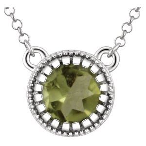 14K White Gold Natural Peridot "August" 18" Birthstone Necklace