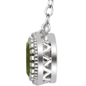 14K White Gold Natural Peridot "August" 18" Birthstone Necklace
