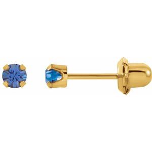 14K Yellow Gold Imitation Blue Sapphire Inverness�� Piercing Stud Earrings