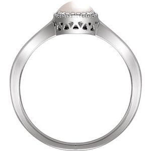 14K White Gold Cultured White Freshwater Pearl Ring