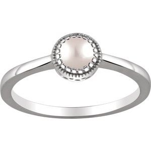 14K White Gold Cultured White Freshwater Pearl Ring