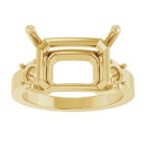 10K Yellow Gold 14x10 mm Emerald Ring Mounting – image 6