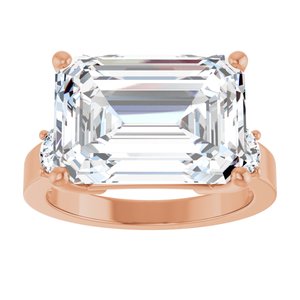 14K Rose Gold 14x10 mm Emerald Ring Mounting – image 5