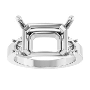 18K White Gold 14x10 mm Emerald Ring Mounting – image 6