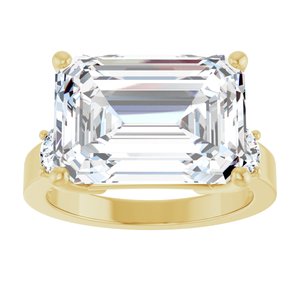 14K Yellow Gold 14x10 mm Emerald Ring Mounting – image 5