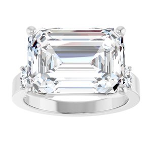 Sterling Silver 14x10 mm Emerald Ring Mounting – image 5