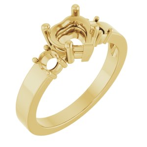 10K Yellow Gold 6.5x6.5 mm Heart Ring Mounting – image 2