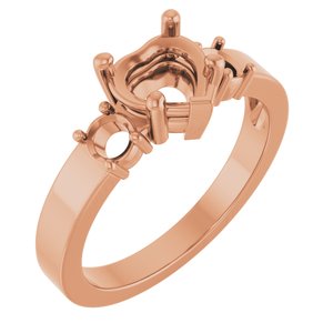 14K Rose Gold 6.5x6.5 mm Heart Ring Mounting – image 2