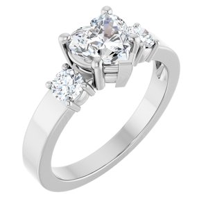 10K White Gold 6.5x6.5 mm Heart Ring Mounting