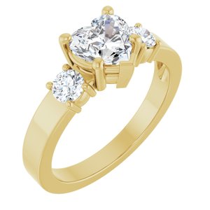 14K Yellow Gold 6.5x6.5 mm Heart Ring Mounting
