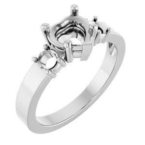 10K White Gold 6.5x6.5 mm Heart Ring Mounting – image 2