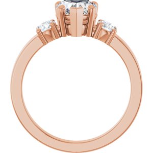 14K Rose Gold 6.5x6.5 mm Heart Ring Mounting – image 3