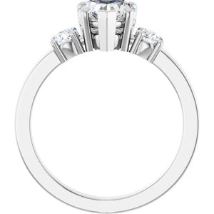 14K White Gold 6.5x6.5 mm Heart Ring Mounting – image 3