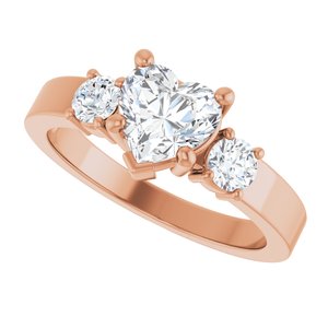 14K Rose Gold 6.5x6.5 mm Heart Ring Mounting – image 8