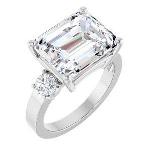 Sterling Silver 12x10 mm Emerald Ring Mounting