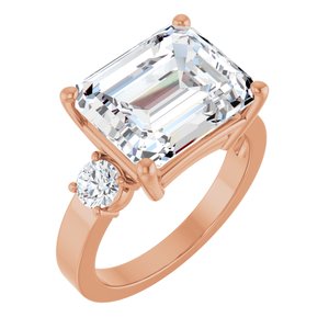18K Rose Gold 12x10 mm Emerald Ring Mounting