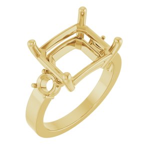10K Yellow Gold 12x10 mm Emerald Ring Mounting – image 2