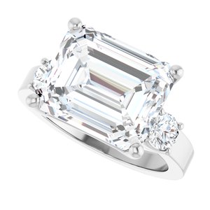 18K White Gold 12x10 mm Emerald Ring Mounting – image 8