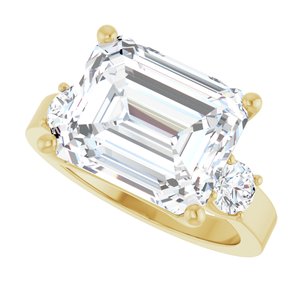 14K Yellow Gold 12x10 mm Emerald Ring Mounting – image 8