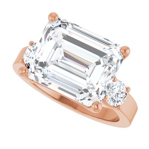 14K Rose Gold 12x10 mm Emerald Ring Mounting – image 8