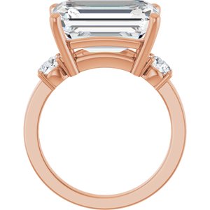 14K Rose Gold 14x10 mm Emerald Ring Mounting – image 3