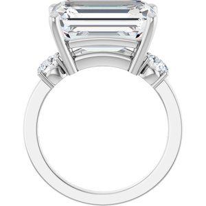 10K White Gold 14x10 mm Emerald Ring Mounting – image 3