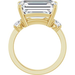 14K Yellow Gold 14x10 mm Emerald Ring Mounting – image 3