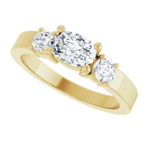 14K Yellow Gold 6.5x4.5 mm Elongated Cushion Ring Mounting – image 8