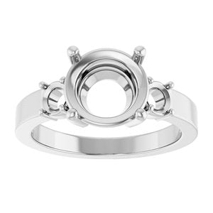 14K White Gold 9 mm Round Ring Mounting – image 6