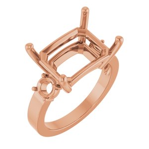 10K Rose Gold 14x10 mm Emerald Ring Mounting – image 2