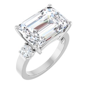 18K White Gold 14x10 mm Emerald Ring Mounting