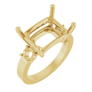 10K Yellow Gold 14x10 mm Emerald Ring Mounting – image 2