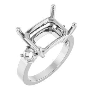 18K White Gold 14x10 mm Emerald Ring Mounting – image 2