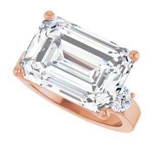10K Rose Gold 14x10 mm Emerald Ring Mounting – image 8