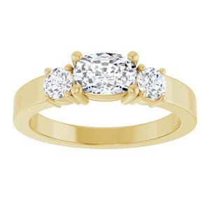 10K Yellow Gold 6.5x4.5 mm Elongated Cushion Ring Mounting – image 5