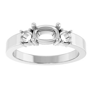 Sterling Silver 6.5x4.5 mm Elongated Cushion Ring Mounting – image 6