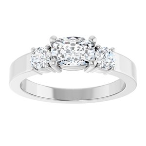 18K White Gold 6.5x4.5 mm Elongated Cushion Ring Mounting – image 5