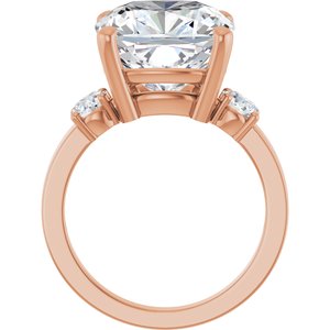 10K Rose Gold 12x12 mm Cushion Ring Mounting – image 3