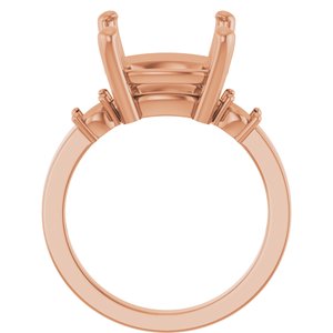 10K Rose Gold 12x12 mm Cushion Ring Mounting – image 4