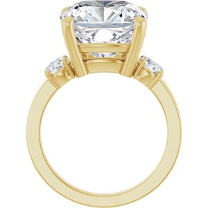 18K Yellow Gold 12x12 mm Cushion Ring Mounting – image 3