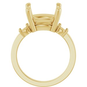18K Yellow Gold 12x12 mm Cushion Ring Mounting – image 4
