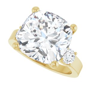 10K Yellow Gold 12x12 mm Cushion Ring Mounting – image 8