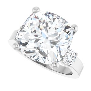 10K White Gold 12x12 mm Cushion Ring Mounting – image 8
