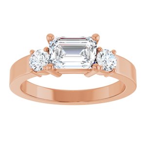 14K Rose Gold 7x5 mm Emerald Ring Mounting – image 5