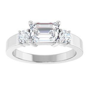 18K White Gold 7x5 mm Emerald Ring Mounting – image 5