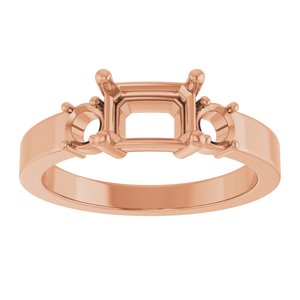 14K Rose Gold 7x5 mm Emerald Ring Mounting – image 6