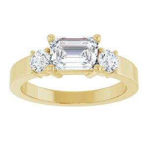 18K Yellow Gold 7x5 mm Emerald Ring Mounting – image 5